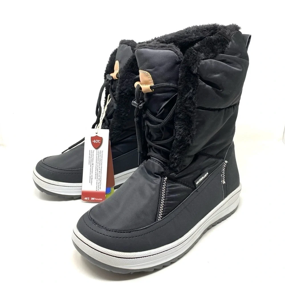 Wanderlust Hanna Black Warm Lined Winter Boots WIDE